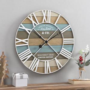 FirsTime & Co. Maritime Planks Wall Clock, 24", Multicolor & White (Multi-color & White)
