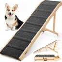 Dog Ramp for Bed, 64" Long Foldable Pet Ramp for Small Large Dogs, Dog Ramps for High Beds Car, High Traction with Platform 6 Adjustable Heights 24" to 30" Up to 220LBS Black (64"X 17inch)