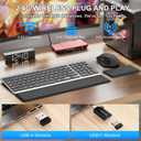 Ultra Slim Quiet Silent Wireless Keyboard and Mouse Combo with Magnetic Wrist Rest, Rechargeable Quiet Full-Size Keyboard and Mouse Combo Set Ultra Slim Design for Computer, Mac, Laptop, PC