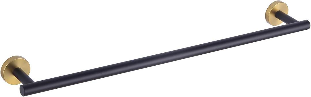 GERZWY SUS 304 Stainless Steel 24-Inch Bathroom Towel Bar Modern Round Style Bath Towel Bar Wall Mount (Black & Gold) AG1101C60-BD