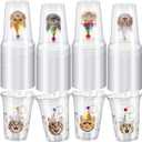 48 Pcs Cat Party Plastic Cups Bulk 12 oz Kitten Birthday Clear Disposable Cups for Cat Themed Birthday Party Supplies Drinkware Decorations