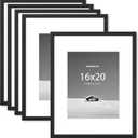 16x20 inch Picture Frame, 16x20 Photo Frames with 11x14 Removable Mat - High Definition Plexiglass - Vertical and Horizontal Display - Wall Hanging Frame - Black, 5 Pack