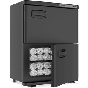 Hot Towel Warmer SalonDepot 46L Large Capacity Spa Towel Warmer with Double Cabinets for Salon, Barber Shop, Massage & Facial (Black)