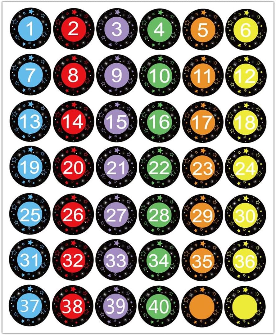 3 x 1-40 Numbers Round Labels Stickers, 1 Inch Self-Adhesive Small Number Stickers Colorful Border Round Label for Classroom, Office, Organizing Inventory Storage (504Pcs)