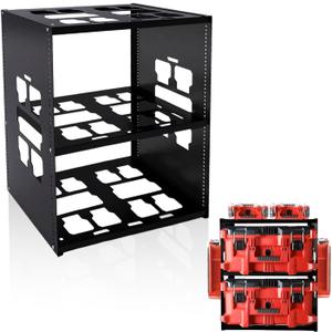 Mounting Plate Compatible with Mil.Waukee Packout, Adjustable Heavy Metal Material Shelf, Holds Up to 8 Boxes for Tool, Storage and Organization System