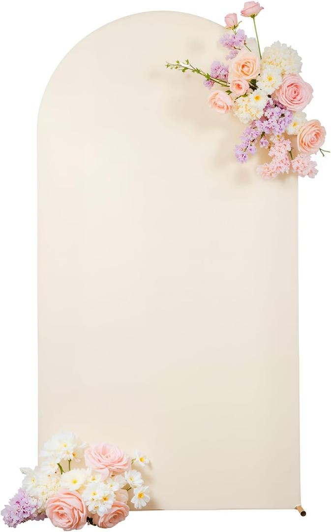 Beige Arch Backdrop Cover for Wedding, 6FT Beige Arch Cover Stretchy Backdrops, Double-Sided Arch Stand Covers for Wedding Ceremony, Baby Shower, Birthday Party Decoration