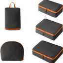 Multifunctional Travel Packing Systems Separate Storage Pouches Garment Packing Bags For Garments Footwear Cosmetics Waterpro (Black)