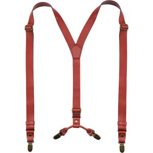 Suspenders for Men Heavy Duty, Adjustable Y Back Design with Strong Double Back Metal Clips, Ideal Mens Leather Suspenders for Groomsmen