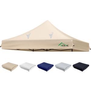 ACEPIC Heavy Duty 10x10 Peak Pole Canopy Replacement Top (Khaki, Top Only) | Fits 10x10 Peak Pole frame, with 8 Large Drainage Holes, 500D Waterproof & UV Protection for Outdoor Events & Art Exhibitions