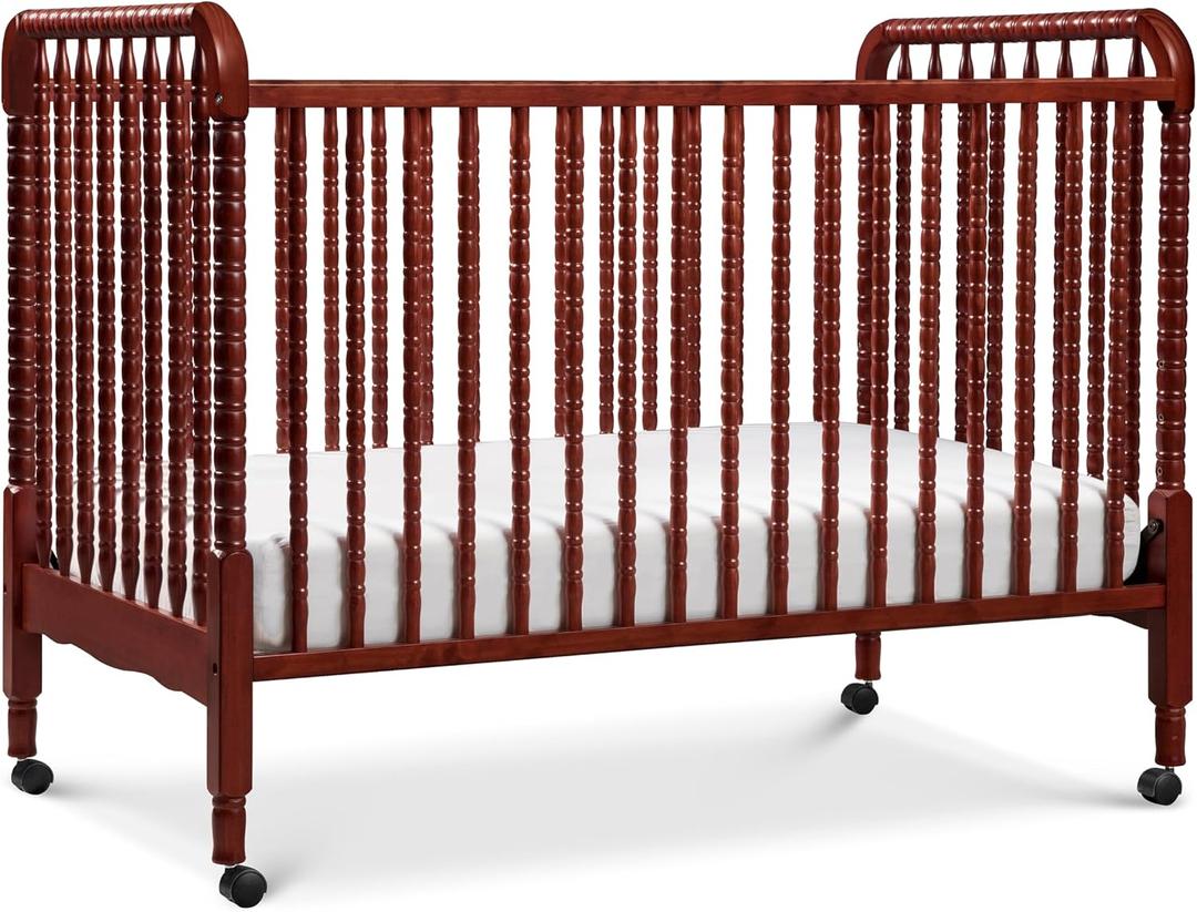 DaVinci Jenny Lind 3-in-1 Convertible Crib in Rich Cherry, Removable Wheels, Greenguard Gold Certified