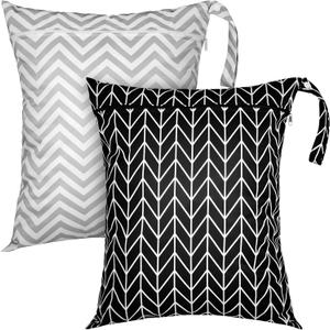 Shappy 2 Pcs Large Travel Laundry Bag Washable Waterproof Wet Dry Large Dirty Clothes Bag Bathing Workout (Stripe Style)