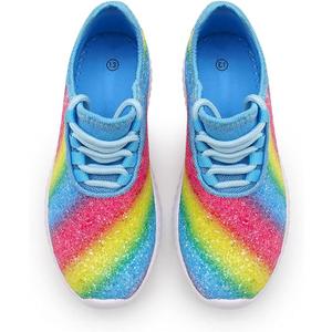 K KIP WOK Girls Glitter Sneakers Sparkle Slip On Walking Shoes for Kids/Children Breathable Running Sneakers (Size 2 Little Kid)