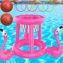 Pool Toys Pool Floats Pool Games for Kids Adult, Inflatable Pool Basketball Hoop & Ring Toss Game, 2-in-1 Pool Floating Outdoor Party Water Toy for Adults Family Kids Ages 4-8-12 (Pink-1)