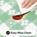 Rectangle Vinyl Table Cloth, Waterproof Elastic Fitted Tablecloth with Flannel Backing, Plastic Table Cover for Picnic, Camping, Outdoor (White & Sage Green, 30"x48")