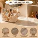 Makeup Bag,Quilted Puffer Cosmetic Bag for Women, 180 Lay-Flat Travel Make up Bag, Waterproof Large Capacity Toiletry Bag with Sturdy Zippers, Portable Makeup Organizer for Travel & Daily Use (EXP 01/05/35)
