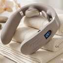 Neck Massager with Heat, Ultra-Lightweight Electric Pulse Device for Neck Relaxation, Cordless Mini Smart Massager for Soothing Stiff Muscles, for Home, Office and Travel