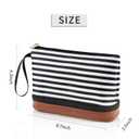 Ethereal Small Makeup Bag for Purse, Stripe Makeup Brush Organizer Bag Travel Make up Bags for Women Double Layer Makeup Pouch for Girls/Women, Nylon Black