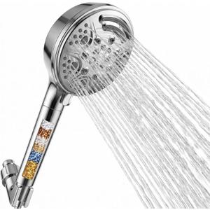 9 Mode Shower Head with Handheld Filtered Shower Head with Handheld High Pressure Shower Heads with Power Wash with 59" Stainless Steel Hose and Bracket for Bathroom, Gym, Hotel