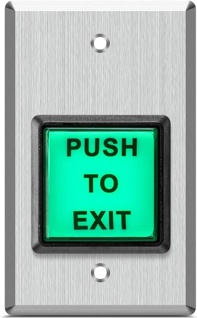 Push to Exit Button, Briidea Indoor Green Square Request to Exit Button with Green LED Square, Made of Stainless Steel, Sturdy & Durable