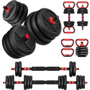 Adjustable Dumbbell, 20/30/40/60/80lbs Dumbbells Set, 4-in-1 Free Weights for Women/Men Workout Equipment Used as Barbell/Kettlebells/Push up Stand for Home Gym