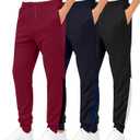 3 Pack Boys' Tricot Joggers Athletic Sweatpants Pants Sports Kids Pockets | Sizes 6 To 18, Quick Dry Lightweight, Basketball Soccer School Gym, Cuffed Husky Teen Youth, Sleep Lounge Active, Summer