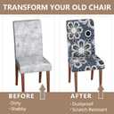 Stretch Dining Chair Covers Set of 6,Floral Print Chair Covers,Soft Removable Washable,Pet Friendly Furniture Protector,Universal Chair Slipcovers for Home, Kitchen,Ceremony Dining Room Seat (Gray Eight-petaled Flowers)