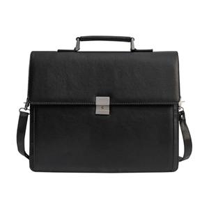 Mens Leather Briefcases Office Attorney Attache Case Ideal Gift Messenger Bag w/Padded Compartment for 15.6" Laptop, Black