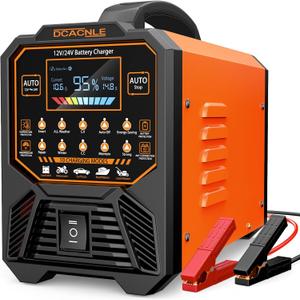 Car Battery Charger Heavy Duty,12V/24V Portable Smart Trickle Charger Battery Maintainer,Maintenance/Winter Mode,for AGM Auto Motorcycle Truck Rv Lawn Mower - for Lead Acid Batteries