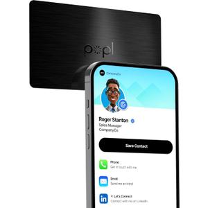 Authentic Patented Popl Card (Avoid Fake Knockoffs) - Smart NFC Networking Card - Simply Tap to Exchange Contact Info, Capture Leads, & Manage Contacts (Limited Edition Black Lux)