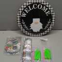 Qunclay Interchangeable Wooden Gnome Decor Holiday Seasonal Gnome Decorations with Magnet Pieces and Detachable Hats Changeable Welcome Sign for Home (Stylish)