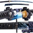 Japanese Samurai Katana Sword, 1060 High Carbon Steel Traditional Handmade, Blue Flame Full Tang, High-Performance/Razor-Sharp, Gifts for Men/Boys (28)
