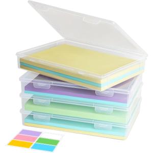 Paper Organizer Storage 4 Pack Plastic Clear Paper Storage Multi-functional Storage Box with Latching Lids for Classroom Organization Office Carft Supplies Accessories Clear(12x8.46x1.97inch)