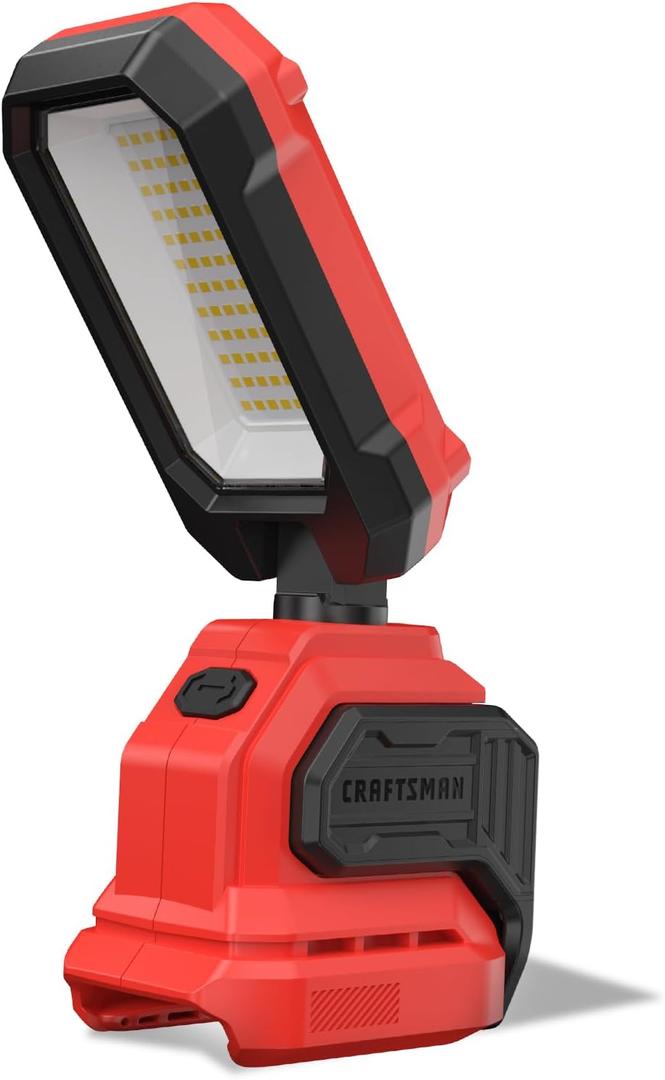 CRAFTSMAN V20 6500K LED Rechargeable Work Light, 2000LM &1000LM 2 Brightness Settings, Hook and Clamp for Multiple Mounting Options, Cordless, Battery Not Included