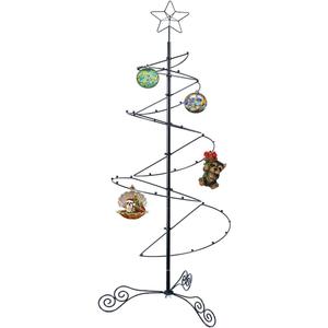 HOHIYA 3.3 FT Metal Spiral Ornament Display Stand Christmas Tree Alternative for Small Spaces Wrought Iron Hanging Tree with Hooks for Holiday Halloween Seasonal Decorations Gift Idea Black