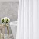 Amazer White Shower Liner Cloth Waterproof, White Shower Curtain Liner Fabric with Weighted Stones, Washable Shower Curtain and Liner 2-in-1, 120G Heavy Duty, 12 Grommet Holes, 72 x 72 Inches