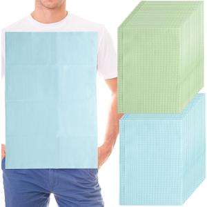 Woanger 100 Pcs Disposable Adult Bibs for Eating 3 Ply Waterproof Bib Adhesive Tab Napkins for Elderly Home Care Personal Use Patients Dentist Nail Salon