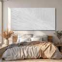 White Textured Abstract Canvas Wall Art, 29x58 Large Minimalist Wall Decor with 3D Pattern, Modern Neutral Framed Wall Art for Living Room Bedroom Entryway