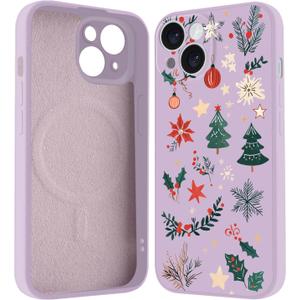 for iPhone 13 Case, Compatible with MagSafe, Cute Christmas Tree Magnetic Phone Case, Purple Liquid Silicone Soft Slim Fit Protective Cover for Women Girls