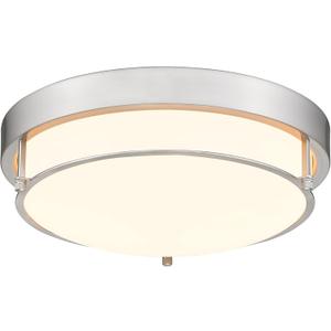 Close to Ceiling Light Fixtures, Bushed Nickel Farmhouse Ceiling Light with 2 Light for Laundry Kitchen Bedroom Bathroom, 4822-BN (Frosted Class & Brushed Nickel)