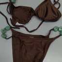 OYOANGLE Women's Triangle Thong Bikini Set 2 Piece String High Cut Swimsuits Bathing Suits, Medium