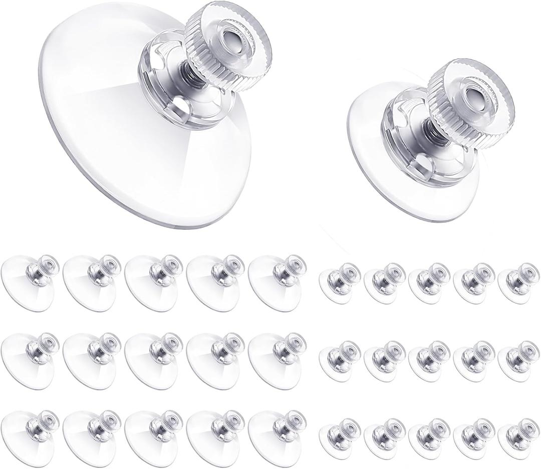 30 Packs Adhesive Suction Cups Bulk with Screws Nut 25mm/40mm Clear PVC Sucker Pads Suction Hook Holder for Window Wall Car Glass Shade Bathroom Wall Door Decor