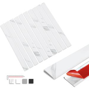 Tilingview 10 Pcs Peel and Stick Tile Trim Edge, Self-Adhesive 12" PVC Molding Edging for Kitchen Backsplash (Marble)