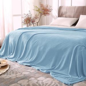 BEDELITE Fleece Blankets Queen Size Washed Blue Throw Blankets for Bed, Luxury Plush Cozy Fuzzy Blanket 90x90 inches, Super Soft Warm Lightweight Throw Blanket All Seasons Suitable