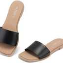 FITORY Women's Slide Sandals Fashion Square Open Toe with Cushioned Footbed Slippers for Beach Size, 6