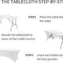 Fokitut 6 Pack Spandex Table Cover for 6FT Table Universal Fitted Stretch Tablecloth for Party, Banquet, Wedding and Events-White