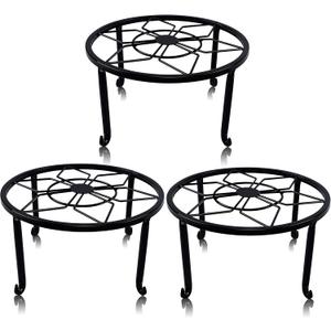yosager 3 Pack Metal Plant Stands for Flower Pot, Heavy Duty Black Iron Potted Stand Holder, Indoor Outdoor Rustproof Metal Planter Container Round Supports Display Rack for Home & Garden Decor