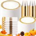 WELLIFE 50 Guests Dinnerware Sets, Gold Plastic PlatesPlatos Para Fiestas Elegantes Desechables Include:50 Dinner Plates, 50 Dessert Plate, 150 Pcs Gold Plastic Silverware, 50 Cups for Party