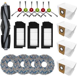 18 PCS Replacement Accessories Kit For Ecovacs Deebot X1 TURBO/OMNI Robot Vacuum Cleaner Parts, 1 Main Brush, 6 Side Brush, 3 Hepa Filter, 4 Mop Cloth, 4 Dust Bag