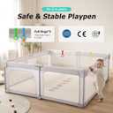 Doradotey Baby Playpen, Quick Setup Portable Baby Playard for Babies and Toddlers, Foldable Playpen Fence Indoors & Outdoor, Breathable Mesh Anti-Fall Play Pen 59x59, Grey
