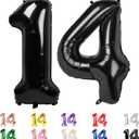 14 Balloon Numbers, Happy 14th Birthday Decorations for Girls Boys, 40 In 41st Black Balloons for Engagement, Wedding, Celebration Party, Graduations, Photo Shoot